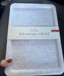 lot 43321 image: 2-White Felt Storage Containers with Lids