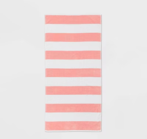 lot 43758 image: Striped Beach Towel Peach and White