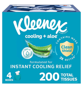 lot 43771 image: Kleenex Cooling  Aloe Facial Tissues, 4 Cube Boxes, 50 Tissues Per Box, 2-Ply