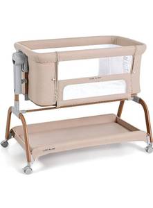 lot 17555 image: ANGELBLISS 3 in 1 Baby Bassinet, Rocking Bassinets Bedside Sleeper with Comfy Mattress and Wheels, 6 Height Adjustable Easy Folding Portable Bedside Crib for Newborn Infant (Khaki) - Retail $199