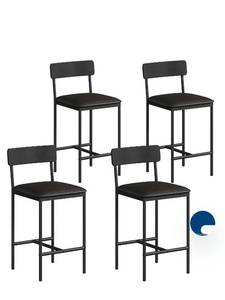 lot 17579 image: Garvee 25.5 Inches Bar Stools Set of 4, Kitchen Bar Stools with Footrest, PU Upholstered Bar Chairs, Easy Assembly, Black - Retail $205