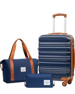 lot 17587 image: LONG VACATION Carry On Luggage Set 3 Piece, 20 Inch ABSPC Hardshell Carry on Suitcase with Spinner Wheels TSA Lock & YKK Zipper - Retail $69