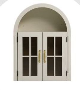 lot 17612 image: Arched Wall Cabinet, Medicine Bathroom Wall Cabinet with Arched Top Acrylic Door & Adjustable Shelves, Wall Mounted Storage Organizer  - Retail $0