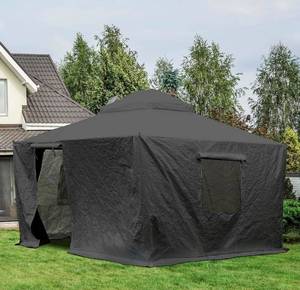 lot 17625 image: 12 x 14 Universal Winter Gazebo Cover for Hardtop Gazebos,Outdoor Waterproof Enclosed Cover with Sidewalls and Mesh Windows,Dark Grey (Gazebo not Included) - Retail $195