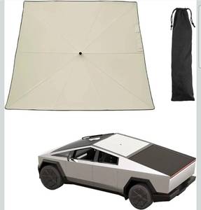 lot 17630 image: JOYTUTUS Roof Window Sunshade Umbrella for Tesla Cybertruck, Automotive Interior Sun Protection Cover, Titanium Silver UV Block Coating, Sunroof Heat Insulation Protection, 44x 53x 47 - Retail $59