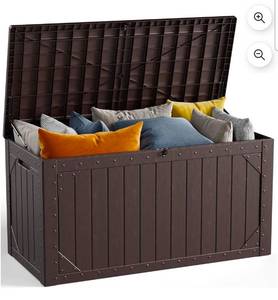 lot 17658 image: Injection Molded 100 Gallon Brown Storage Container Sturdy Plastic Bin, Black - Retail $95