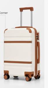 lot 17665 image: Suitcase Set 3 Piece Luggage Set Carry On Hardside Luggage with TSA Lock Spinner Wheels (WhiteBrown, 3 piece set) - Retail $0