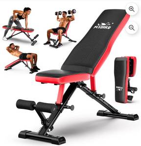 lot 17692 image: FLYBIRD Collapsible Exercise Folding Adjustable Weight Bench, Strength Training Workout Bench up to 6.2 , 880lbs Weight Capacity - Retail $197