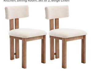 lot 17694 image: VESCASA Upholstered Dining Chairs with Curve Open Back, Dining Chairs with Black Wood Legs for Kitchen, Dining Room, Set of 2, Green - Retail $205