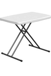 lot 17707 image: Folding Table 30 Inch - Small Desk Adjustable Height TV Tray for Laptop, Couch, Camping - Heavy Duty Utility Foldable Table for Small Spaces, No Assembly Required, White Granite - Retail $39