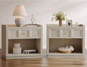 lot 17714 image: SICOTAS Night Stand Set 2, 26 Wide Nightstands with Drawer, Large Queen Size Nightstands Set of 2, Modern Bedside Table for Bedroom, Side End Table, Grey White Oak - Retail $269