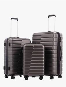 lot 17724 image: Coolife Luggage Sets, 3 Piece Hard Shell Suitcase Set with Spinner Wheels, Expandable Large Checked Luggage, Lightweight Rolling Carry On with TSA Lock Gray - Retail $159