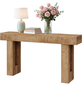 lot 17729 image: 63 Inches Long Console Table, Wooden Entry Table for Entryway, Rustic Sofa Tables Behind Couch, Foyer Hallway Tables for Living Room, Entrance, Foyer - Retail $119