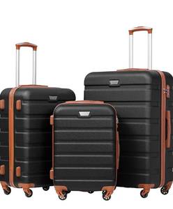 lot 17732 image: Coolife Luggage 3 Piece Set Suitcase Spinner Hardshell Lightweight TSA Lock - Retail $179