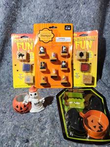 lot 230 image: Halloween Craft Supply Bundle - Stamps, Ghost Decor & Cookie Cutters