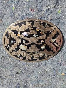 lot 235 image: Decorative Mother of Pearl Inlay Alpaca Belt Buckle