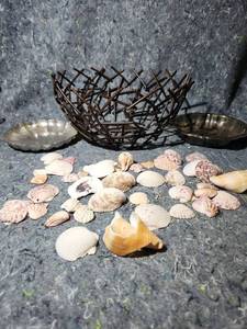 lot 247 image: Decorative Metal Bowl Set with Seashells