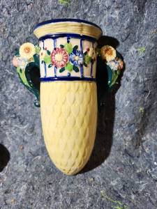 lot 258 image: Floral Ceramic Wall Pocket Vase