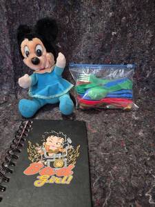 lot 374 image: Disney Mickey Mouse Plush with Bad Girl Notebook
