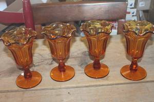 Vtg. Amber Glass Goblets