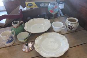 lot 3613 image: Vtg. Cornelle Coffee Cup, Serving Bowl & More