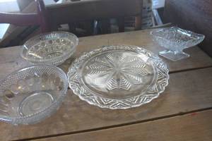 lot 3616 image: Vintage Cut Glass Cake Plate and More