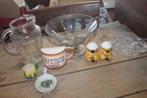 lot 3634 image: Vtg. Cut Glass Relish Dish and More