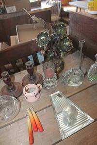 lot 3638 image: Vtg. Wood Candlestick Holders & More