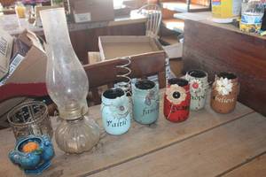 lot 3643 image: Antique Oil Lamp and More