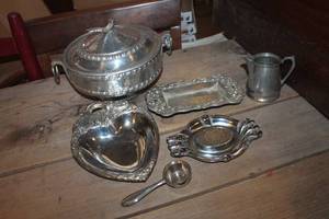 lot 3691 image: Vintage Silver Serving Dishes & More