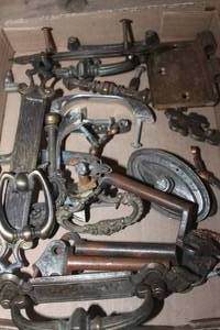 lot 3697 image: Flat of Vtg. Metal Drawer Pulls & More