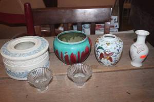 lot 3699 image: Vintage Trinket Box, Candleholders & More