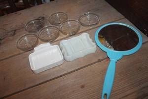 lot 3702 image: Vtg. Glass Coasters and More