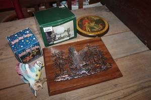 lot 3718 image: Vtg. Eagle Picture, NIB Candles and More
