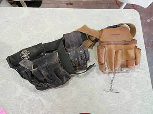 lot 12 image: Klein tool bag and Craftsman Tool Belt Set leather