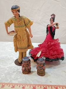 lot 23 image: Cultural Doll Collection Set with Miniature Figurines