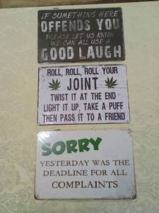 lot 24 image: 3-8x12 signs Humorous Metal Wall Sign Collection