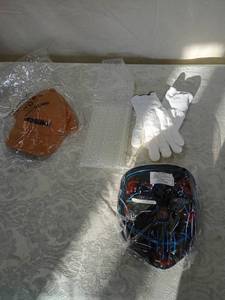 lot 119 image: Halloween Costume Set - LED Light Up Mask with Cap and Gloves