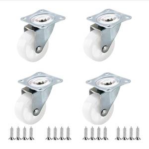 lot 44436 image: Low Profile Casters Wheels for Furniture, Small Swivel Polypropylene Caster with No Noise, 360 Degree Top Plate Caster (Screws Included) (2 White, 4)