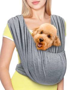 lot 44443 image: Dog Sling Swaddle Carrier Small Dog Cat Front Facing Carrier for Chest, Hands Free Puppy Carrying Sling Hold for Small Pet up to 13lbs, Adjustable Size, Reducing Back Stress (Light Grey) - Retail $25