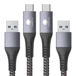 lot 44449 image: USB A to USB C Cable (10ft, 2-Pack) 10Gbps USB 3.1 Gen 2 Type C Data Transfer Cord, Long Android Auto USB Cable for iPhone 1716 Plus 1716 Pro Max Samsung Galaxy S25 PS5 Controller - Retail $22