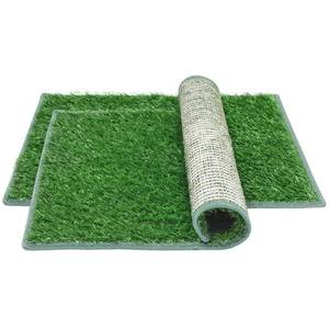 lot 44453 image: Artificial Grass Pad for Dogs (2 Pack),Replacement Fake Grass Turf Mat for Puppy Indoor Potty Training, Reusable Dog Pee Grass Patch, Easy to Clean & Strong Permeability (20x25-Hemmed Edge Grass) - Retail $42