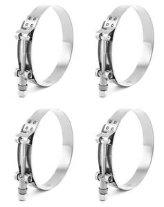 lot 44455 image: QWORK 3.5 T-Bolt Hose Clamp Stainless Steel, Working Range 95mm - 103mm for 3.5 Hose ID, Turbo Intake Intercooler Clamp, 4 Pack - Retail $9