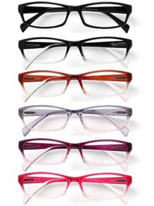 lot 44468 image: Gaoye Reading Glasses for Women, 6 pack Fashion Readers for Women Men Spring Hinge Eye Glasses, Blue Light Reading Glasses - Retail $16