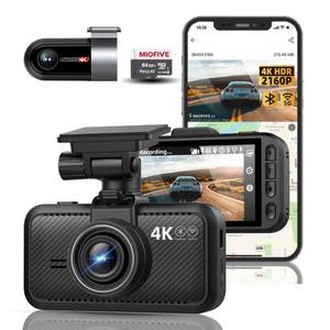 lot 44471 image: Dash Cam Car Front Rear 4K4K WiFi Bluetooth Dash Cam with 64GB SD Card, Dual Car Camera with Parking Monitoring, Super Night Vision, HDR, G-Sensor, Loop Recording, App Control, Max 512GB - Retail $130