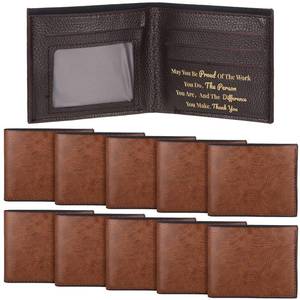 lot 44477 image: 12 Pieces Leather Wallet for Men DIY Bifold Wallet Engrave Inspirational Father Day Gift for Christmas Men Husband Son(Light Brown) - Retail $18