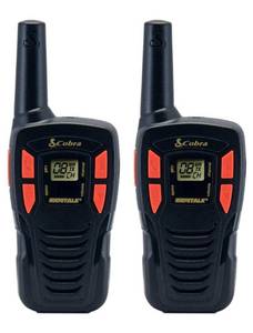 lot 44478 image: Cobra ACXT145 Compact Walkie Talkies - Rechargeable, Lightweight, 22 Channels, Long Range 16-Mile Two-Way Radio Set (2-Pack), black - Retail $40