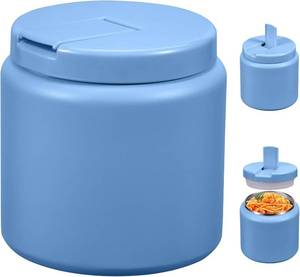 lot 44498 image: 26oz Kids Jar for Hot Food, Insulated Vacuum Food Jar with Buckle Lid, Stainless Steel Wide Mouth Leak Proof Insulated Lunch Container for School Picnic Travel, Sky Blue - Retail $20