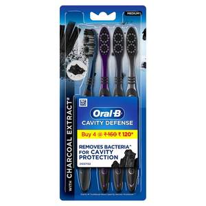 lot 44503 image: Oral B Cavity Defense 123 Black Toothbrush   Medium (Pack of 4) - Retail $7