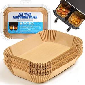 lot 44509 image: Air Fryer Liners Disposable for Ninja Airfryer 125pcs 8.7x5.5 Rectangle Parchment Paper for Air Fryer Dual Basket Ninja DZ201 DZ401 Foodi 8Qt and Above Air Fryer liner Accessories - Retail $10